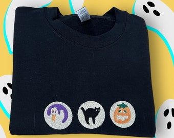 Halloween Cookies Boo Embroidered Sweatshirt, Spooky Season Sweatshirt, Ghost Pumpkin Shirt