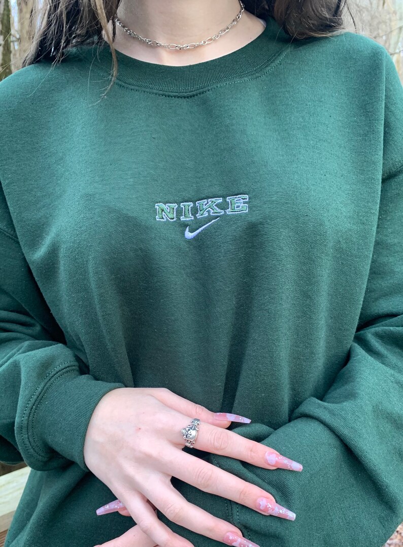 Vintage Nike Inspired 90s CrewneckForest Green Etsy