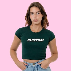 Premium Custom Embroidered Baby Rib Crop Top, Personalized Crop Top, Custom Designed Crop Top