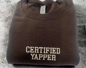 Camiseta o sudadera de cuello redondo unisex bordada con certificación Yapper