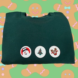 Christmas Cookies Embroidered Sweatshirt, Santa and Reindeer Crewneck Sweatshirt, Santa Embroidered Christmas Crewneck Sweatshirt