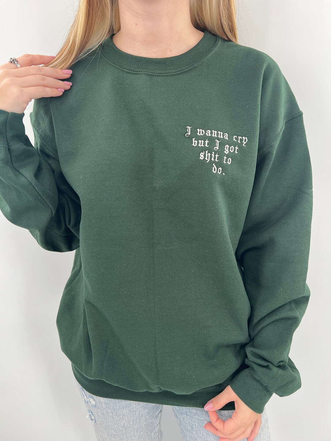 【SATIIIZ】Paz V-neck embroidery sweatshirt Pink Rose V-Neck Cross Wrap Sweater Lilac Mist L NEW (169