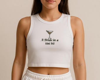 Bride Martini Embroidered Tank Top and Sweatpants Set, Bridal Outfit