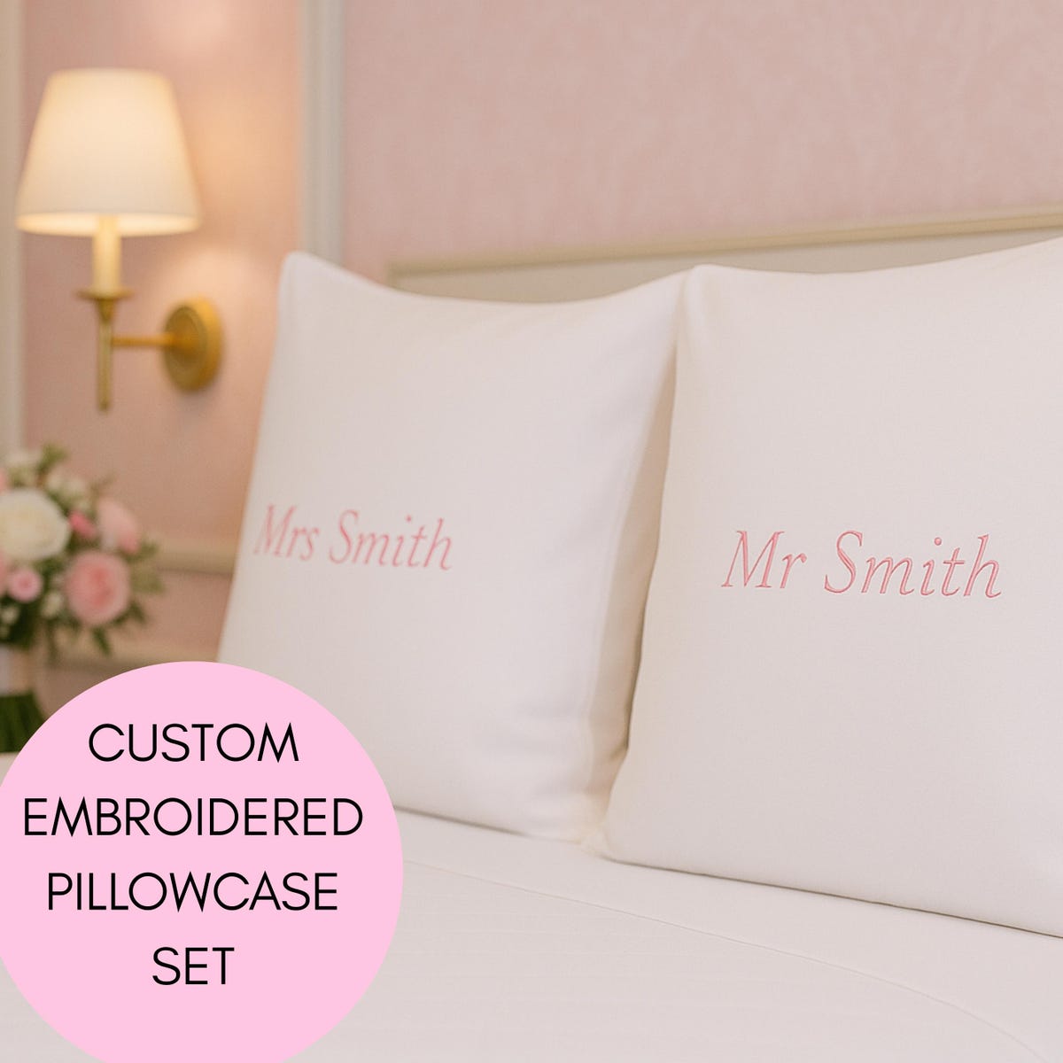 Custom Embroidered Mr and Mrs Pillowcase Set - Etsy