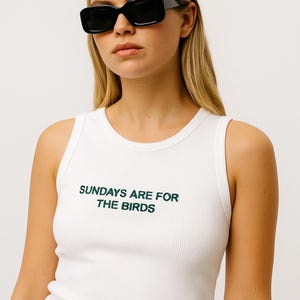 Sundays Are For The Birds Embroidered Tank Top image 3