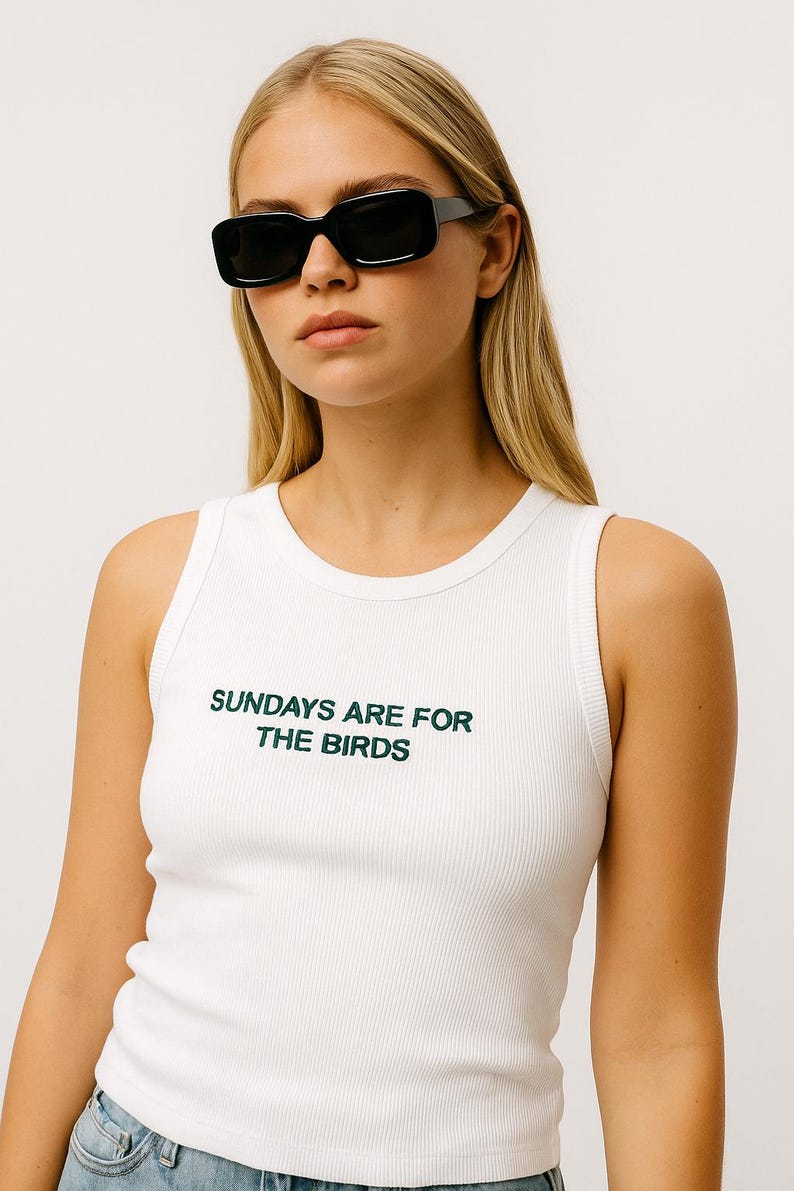 Sundays Are For The Birds Embroidered Tank Top image 3