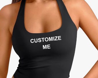 Top halter bordado a medida con espalda baja