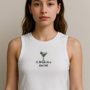Bride In a Tini Bit Embroidered Muscle Tank Top, Premium Bride Tank, Mrs. Tank Top, Custom Gift for Bride