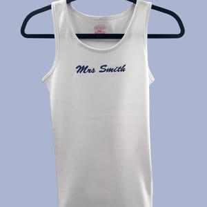 Custom Mrs. Bride Embroidered Tank Top