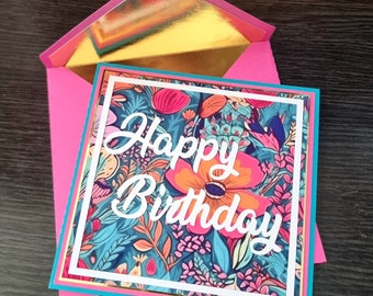 Happy Birthday Greeting Card  - Includes the Printable Pattern Design. SVG Cut file Only