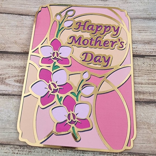 Happy Mother’s Day Greeting Card SVG fichier - Style vitrail