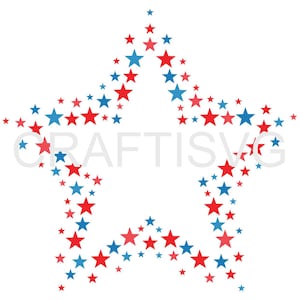 Star of Stars rood en blauw SVG, Craft-bestand, Patriot, silhouet, Cricut, bestand knippen