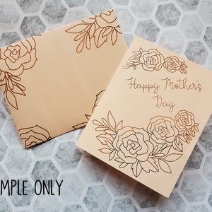 Rose Card en Envelop Set, knip en teken svg bestand, cricut folie transfer tool & folie quill