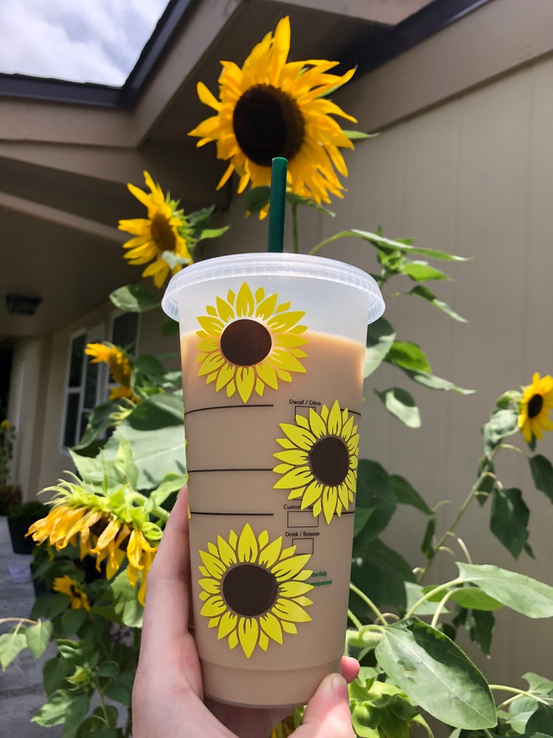 Sunflower Starbucks Cup Reusable Iced beverage Sunflower