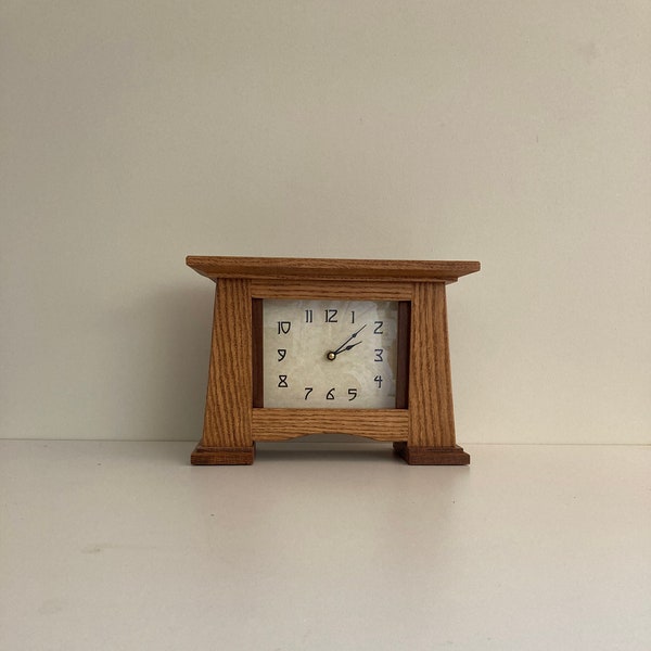 Arts & Crafts Mantel Clock, Craftsman Style Clock, Early American Stain