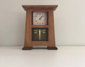 Arts Crafts Mantel Clock with Motawi Art Tile ,Mission Style Clock
