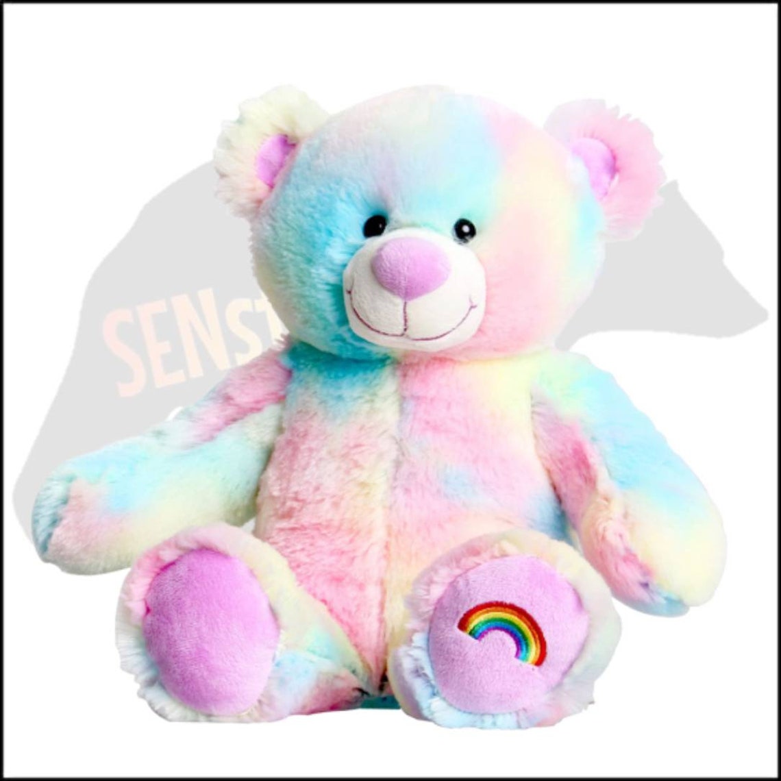 Rainbow bear build/stuff your own bear kit. SENstoryBears Etsy