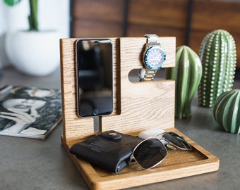 Docking Station, Wooden Docking station Gift, Unique holiday gift, Christmas, New Year, Gift for Men, Anniversary Gift, Fathers Day Gift