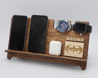 Custom docking station, Gift for men, Christmas gift, Present for him, Phone stand, Thank you gift, Bedside organizer, Gift for men love