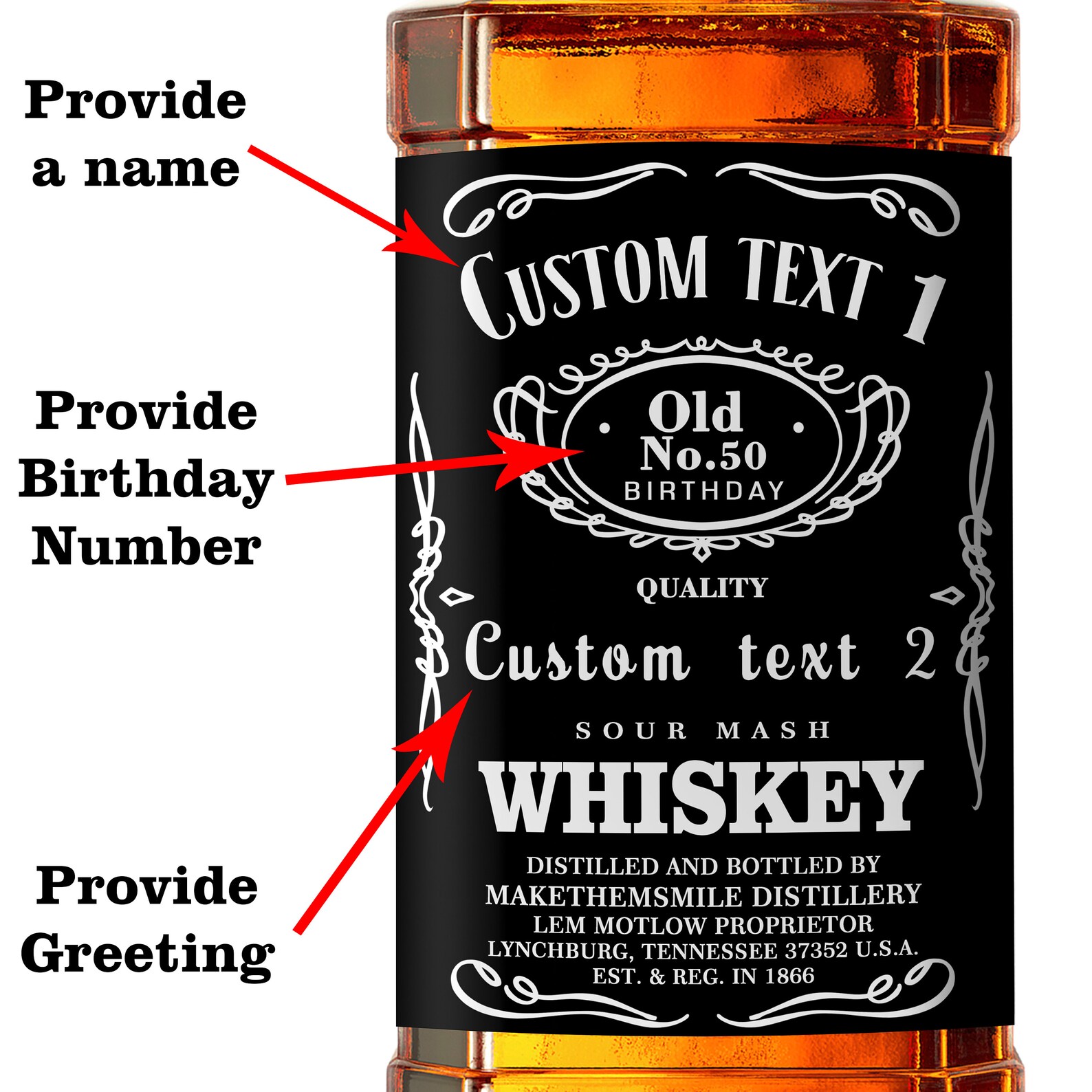 Personalised Jack Daniels Whisky Bottle lable Any Name Any Etsy