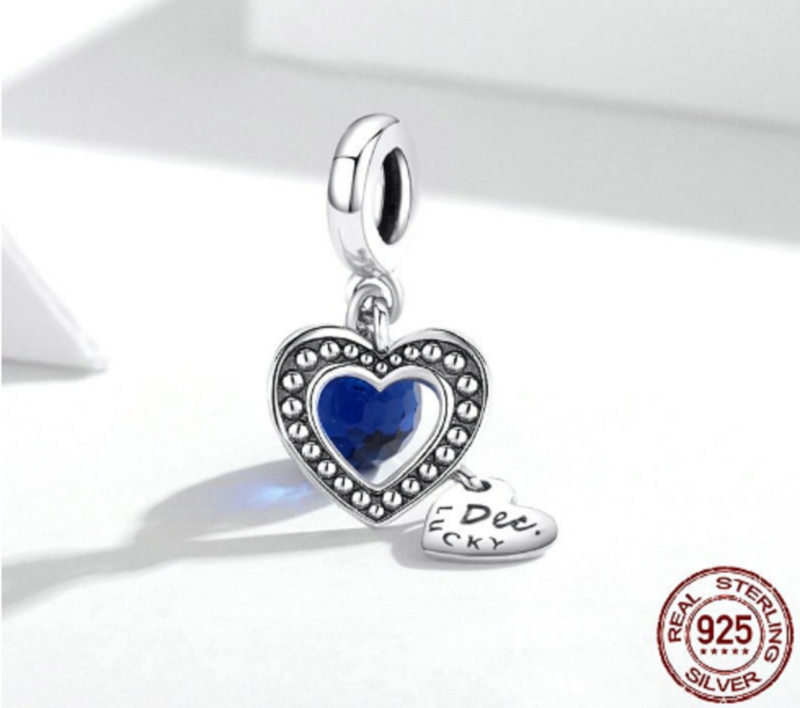 Heart Charm December Birthstone Charms for bracelet Pandora Etsy