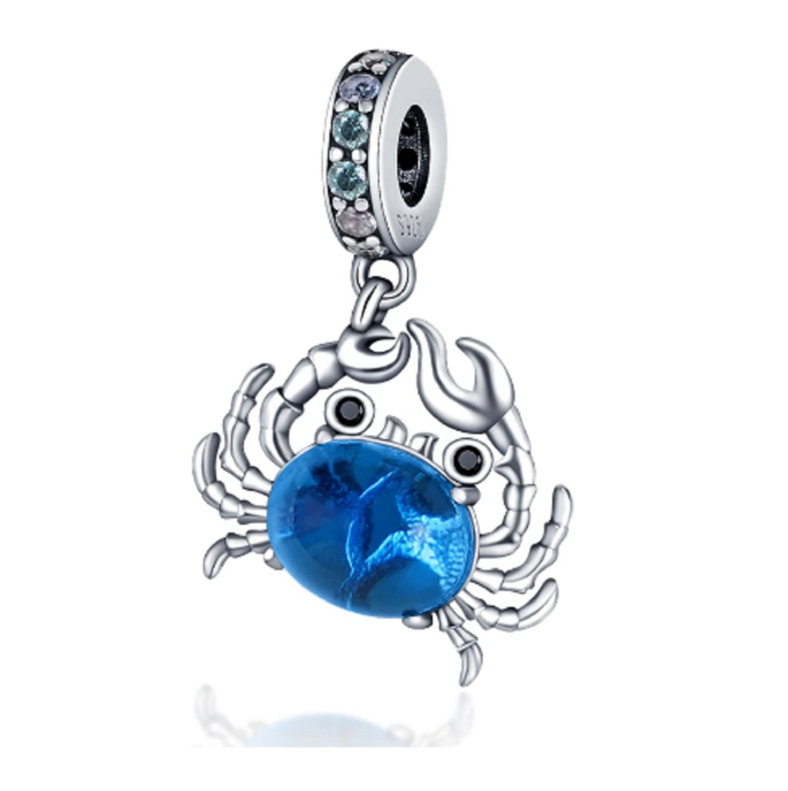 Blue Crab Bracelet Charms Nautical Charm 925 Sterling Silver Etsy
