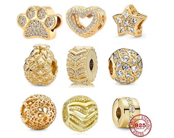 New 2024, Golden Dogpaw Charms Beads, 925 Sterling Silver Charm fits Original Bracelet Charm Women Fashion Jewelry