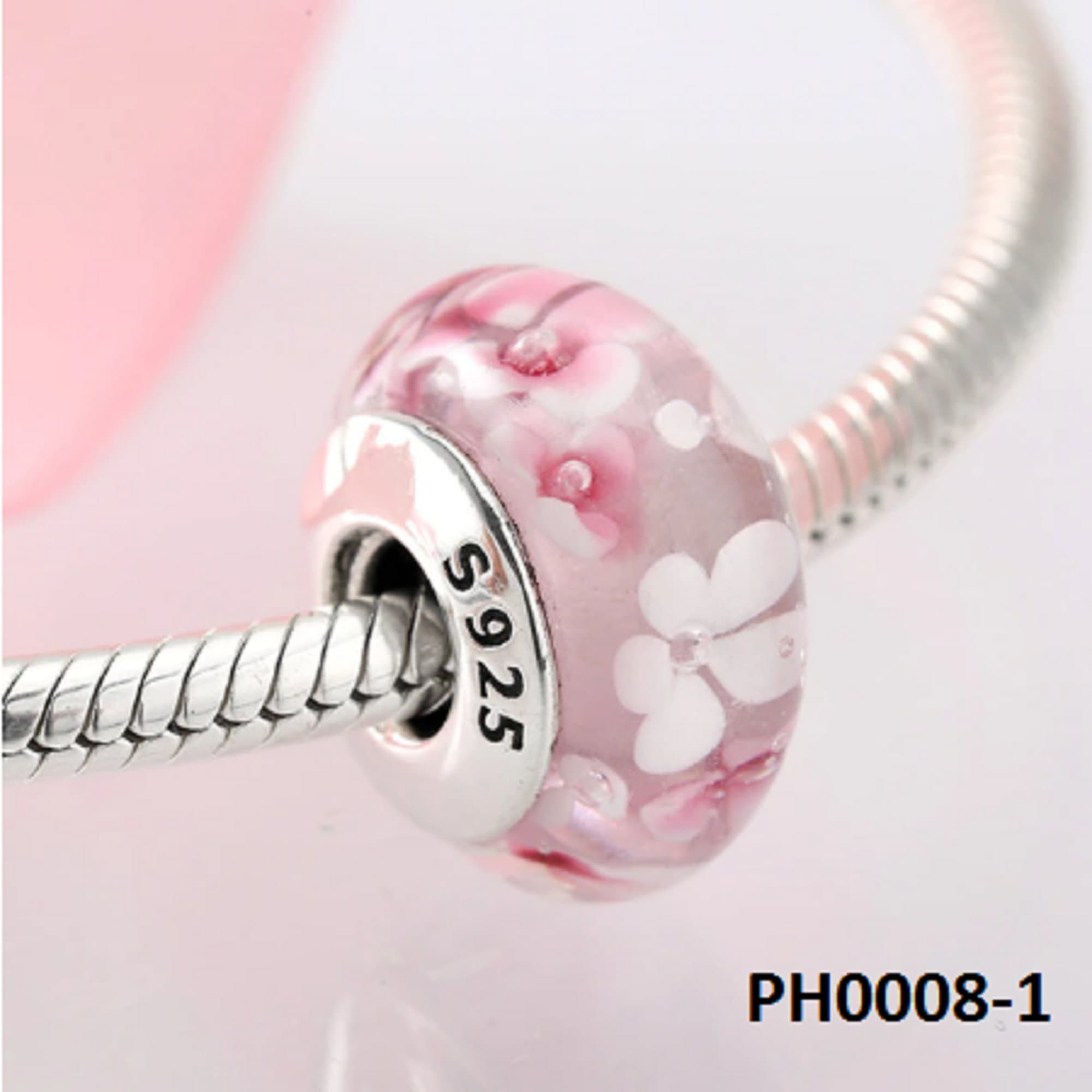 Bling Jewelry Mixed Set Of 6 Bundle Translucent Shades Of Green Swirl Floral Murano Glass Swirl Charm Bead Spacer .925 Sterling Silver Core Fits European Bracelet