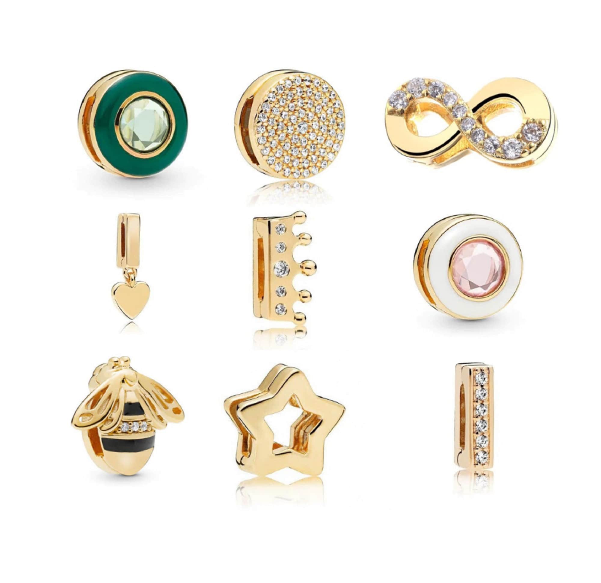 Golden Pandora Reflexions Bracelet Clip Charm Heart Star Etsy