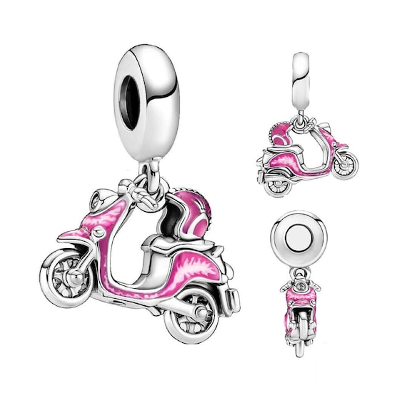 Pink Scooter Dangle Charm for Bracelet Charms, Vehicle Vespa Motor