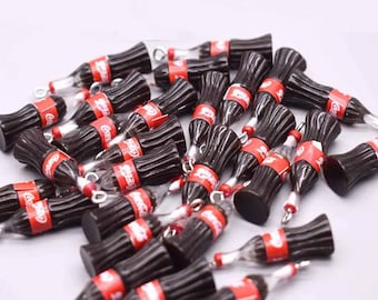 10Pcs Soda Bottle Charm Old Fashion Soft Drink Charms Cabochons slime supplies mini pendant jewelry necklace bracelets Resin Charms, Gifts
