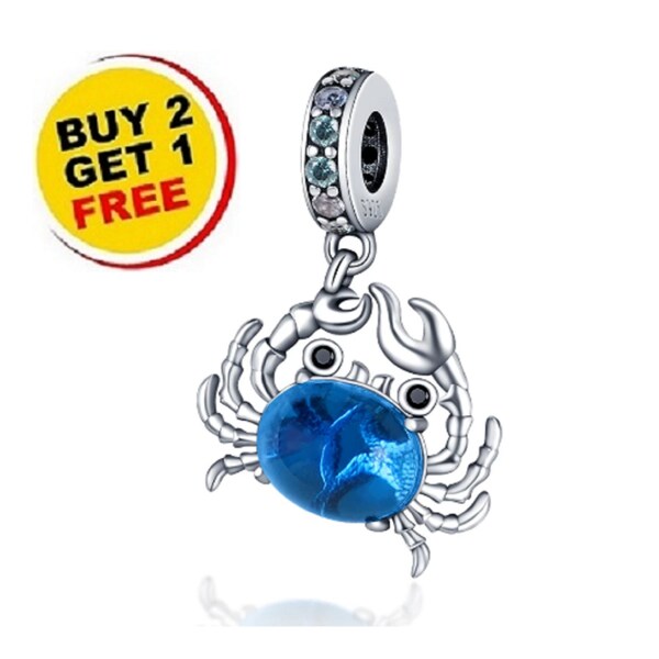 Breloques de bracelet de crabe bleu, breloque nautique, breloques en argent sterling 925 pour bracelet Pandora, pendentif, cadeaux d'anniversaire de bijoux pour femmes