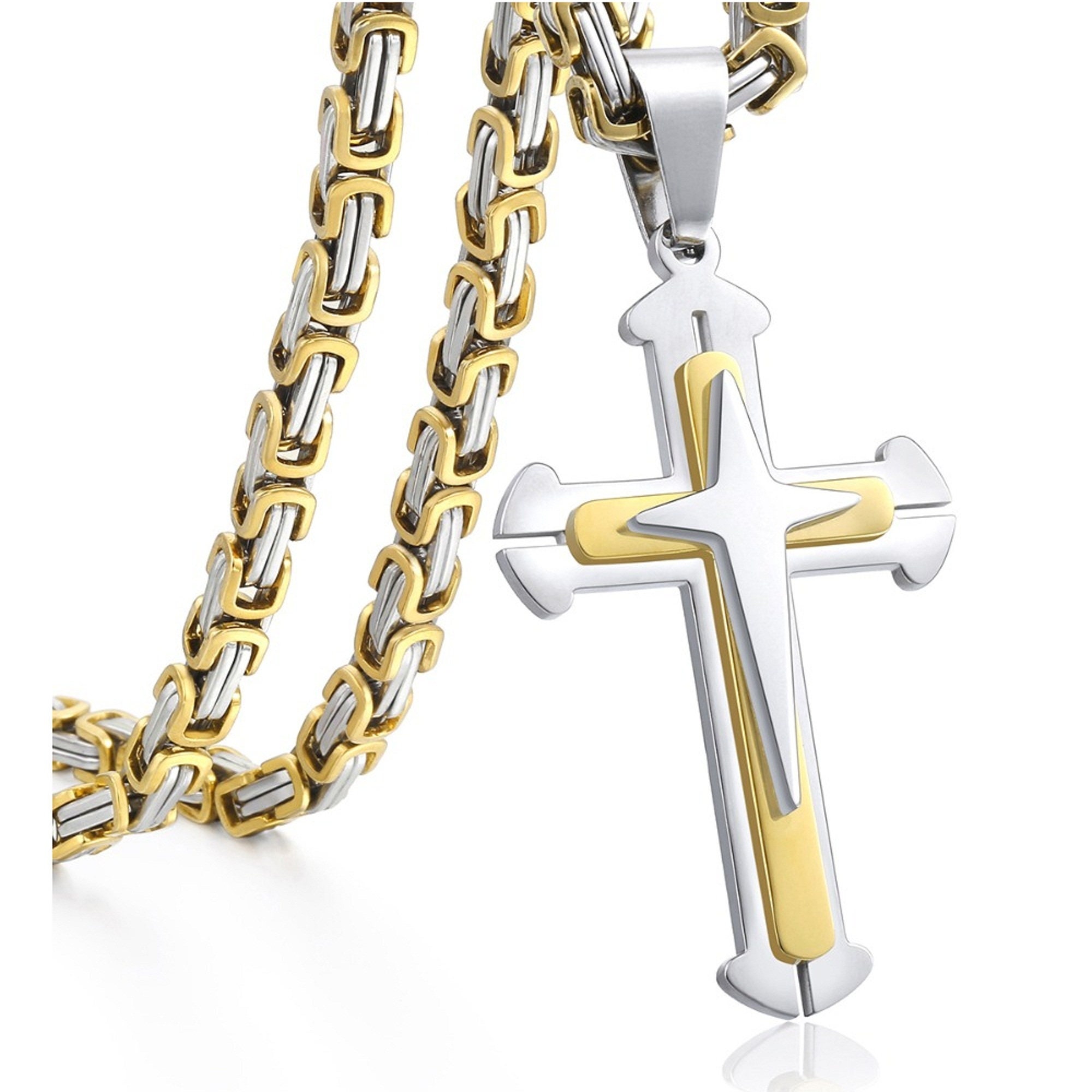 Cross Pendant Necklace Gold Black Cross Pendant Byzantine | Etsy