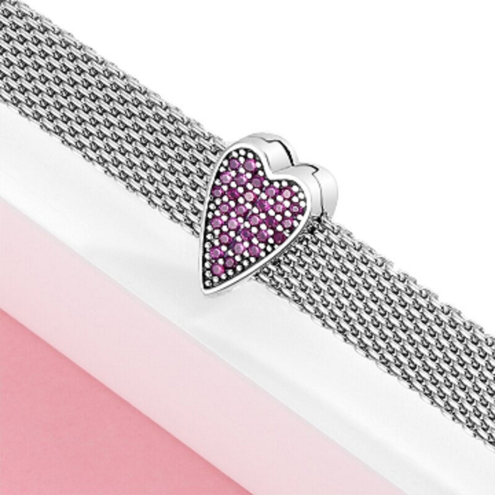 Pandora Reflexions Clip Charm Heart shape Charm CZ beads 925 Etsy