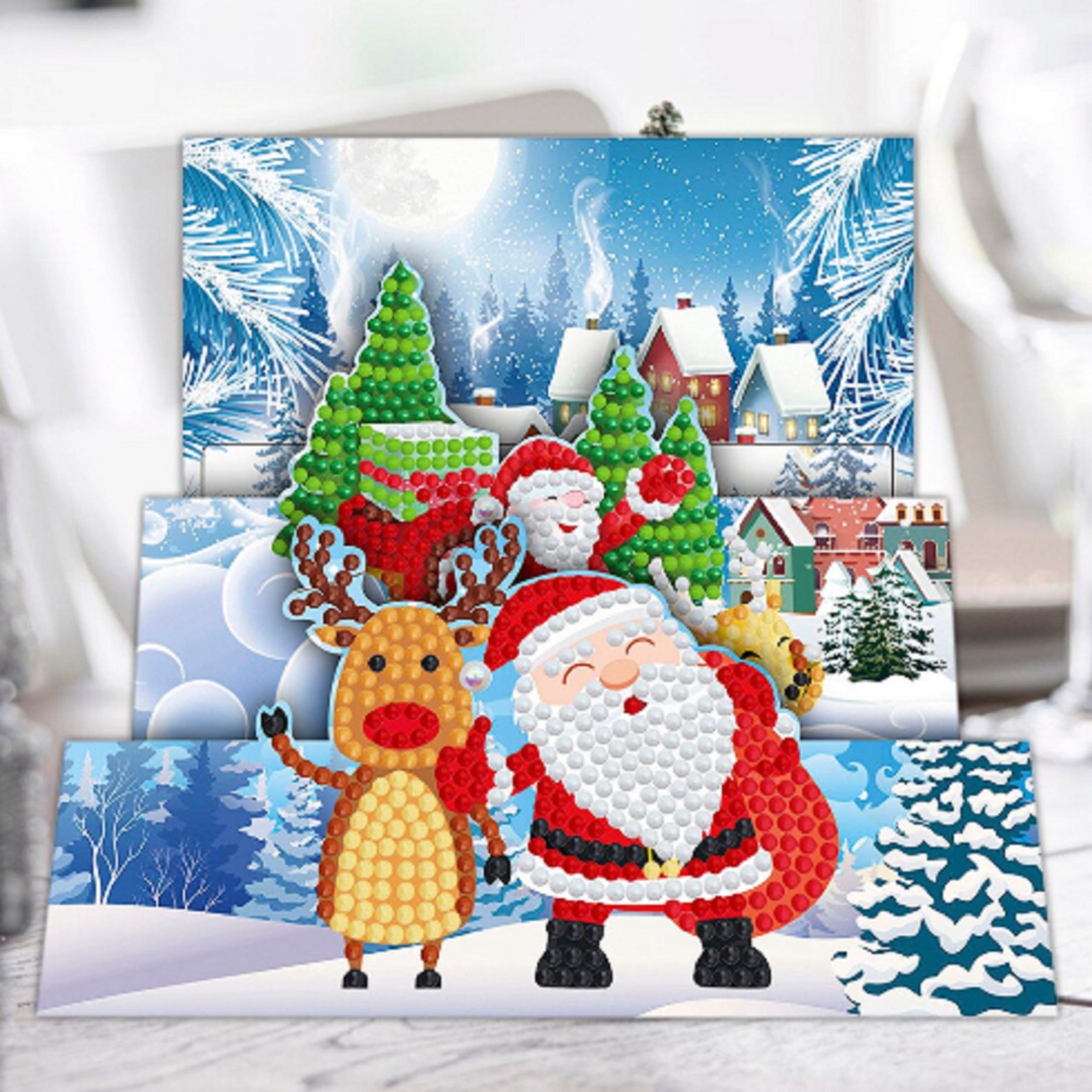 8pcs Diamond Painting Kits Christmas Greeting Cards With Etsy