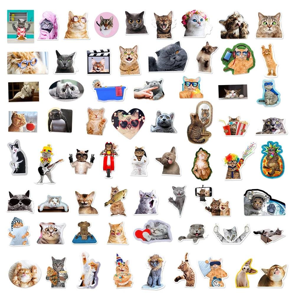 Kawaii Cat Stickers, Waterproof Graffiti Decals for Water Bottle, Phone ...