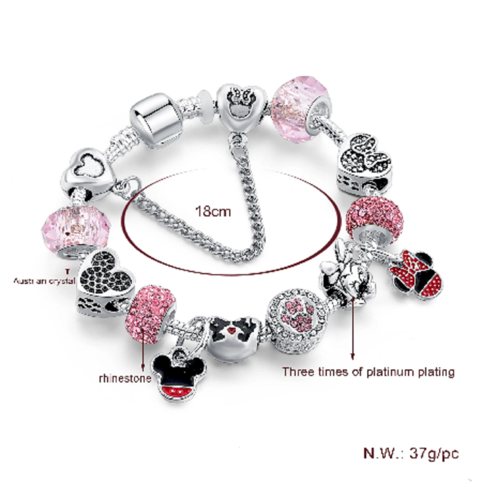 Pandora Bracelet With Cartoon Mickey Mouse Disney Charm Bracelet 
