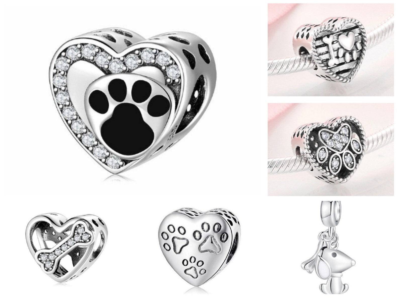 Hund Pfote Charms Pandora Charms Tier Charms F r Pandora Etsy