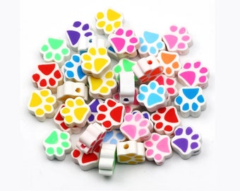 100pcs Polymer Clay Beads for Earring/Necklace/Bracelet, Paw Loose Spacer Beads For Jewelry Making