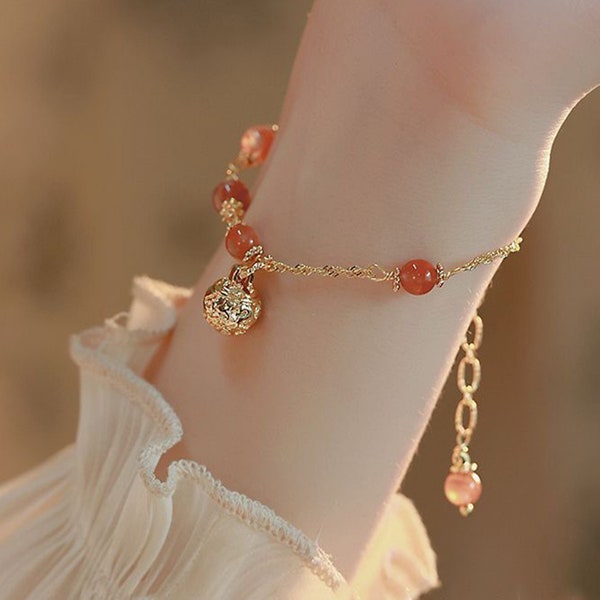 Tian Guan Ci Fu Bracelet cloche rouge, Bracelet cloche de bénédiction officielle du ciel, bracelet Xie Lian Hua Cheng, bracelet vintage, cadeau pour elle