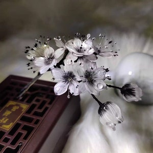 Black Plum Blossom Hairpin, Retro Flower Hair Stick, Hanfu Hair Fork, Handmade Hairpin, Women Hair Stick, Chinese Hairpin, Hair Accessories