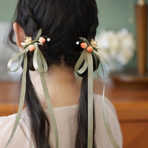 Sweet Women Girls Fairy White Bow Ribbon Hairpin Silk Yarn Clip Hairpin