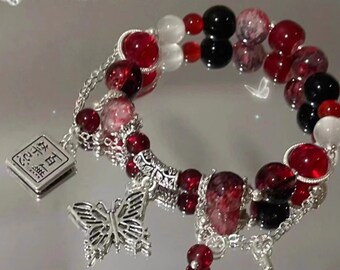 Tian Gaun Ci Fu Butterfly Glass Bracelet, Heaven Official's Blessing Bracelet, Xie Lian Hua Cheng Bracelet,Vintage Bracelet,Birthday Gift