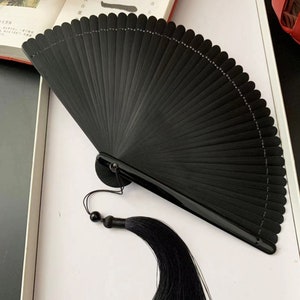 Green Bamboo Folding Fan, Retro Folding Fan, Women's Hand Fan, Chinese Tassel Folding Fan, Hanfu Folding Fan, Wedding Fan, Summer Fan, Gift