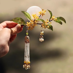 Moon Osmanthus Hairpin, Retro Flower Hairpin, Women Ancient Hairpin, Hair Stick, Chinese Hairpin, Cute Hair Clip,Hanfu Hair Accessories,Gift