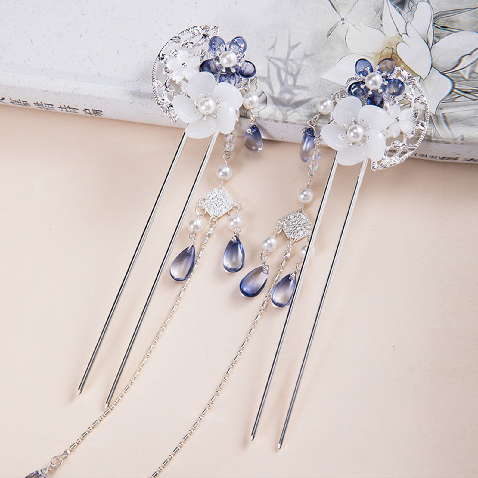 Purple Hair Clips Flower Hair Clips Fan Hairpins Flower Etsy