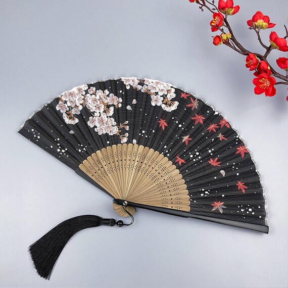 Japanesestyle Cherry Blossom Fan Ancient Style Folding Fan Etsy