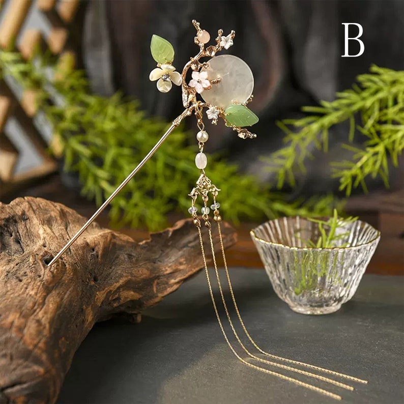 Vintage Flower Hairpin Moon Hair Pin Pearl Tassel Hairpin Etsy