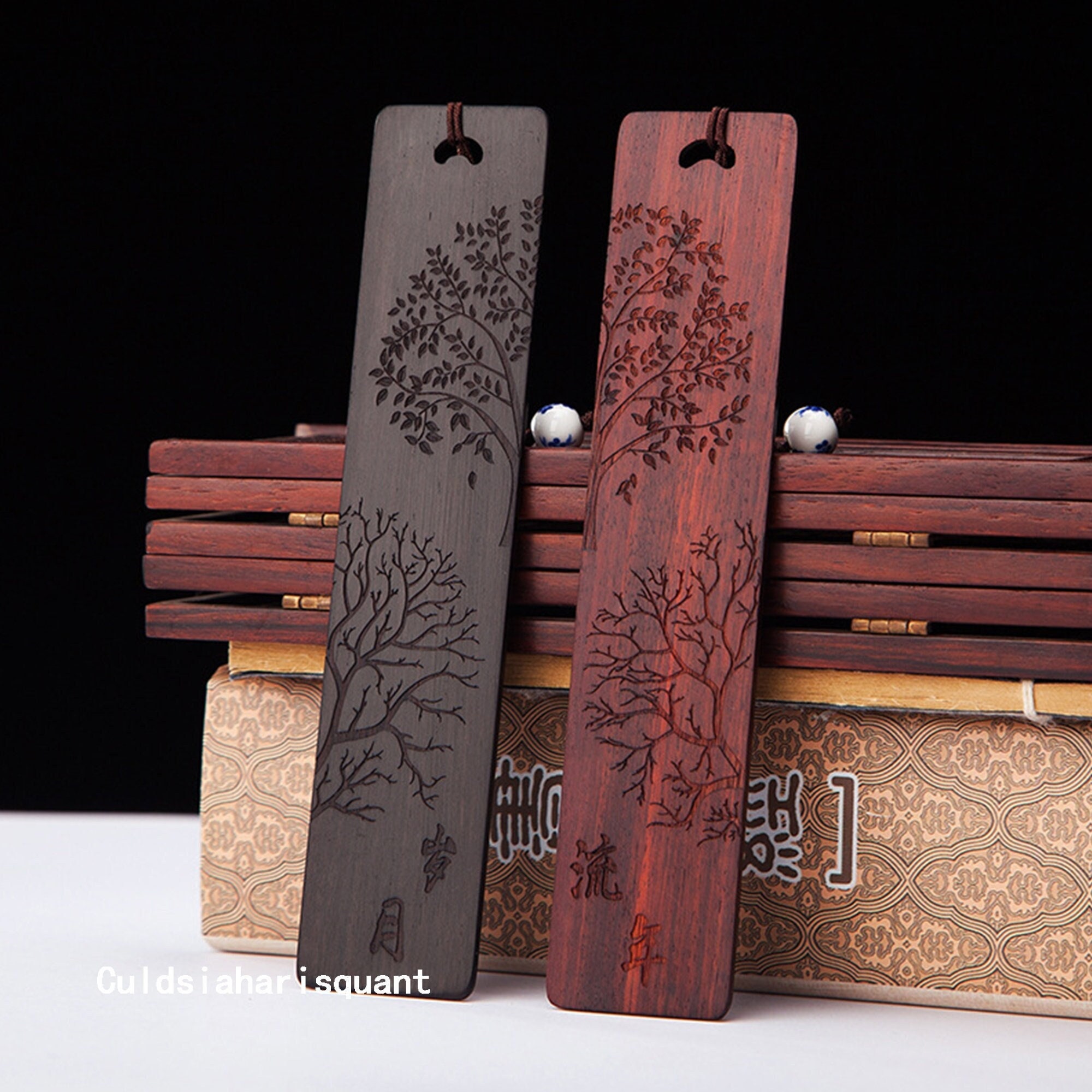 Chinese Family Love Artwork Handmade Wooden Bookmark