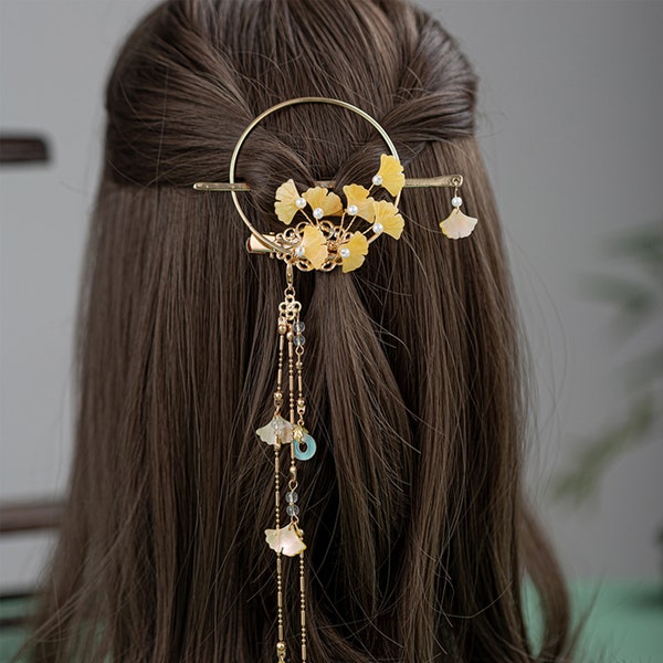 Ginkgo Biloba Hairpins, Flower Hairpins, Hanfu Hairpins, Fringed Hairpins, Simple Ring Hairpins, Retro Hairpins, Hanfu Headdresses, Gifts